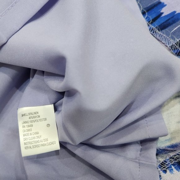 Tahari Asl Sleeveless Ikat Linen Rayon Blend Sheath Blue Purple Dress 14 - Picture 7 of 7